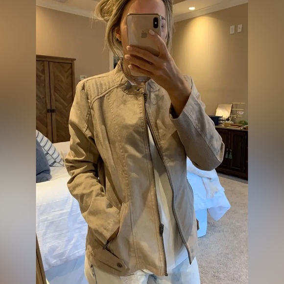 Sebby Collection Faux Suede Jacket in Tan - Picture 3 of 10